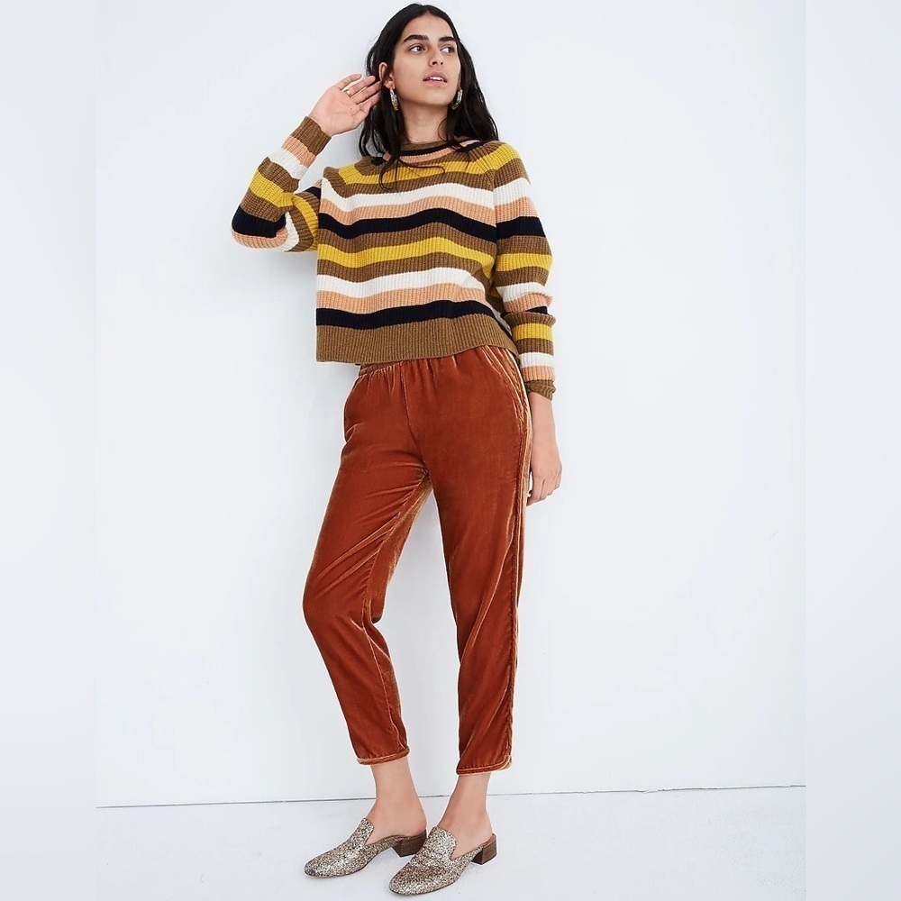Madewell Track Pants in Brown Velvet with Pockets